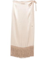 THE NINA STUDIO - Fringe-Trim Wrap Skirt - Lyst