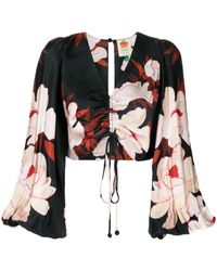 FARM Rio - Peony Floral-print Cropped Blouse - Lyst