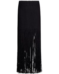 Alaïa - Fringed Ribbed-Knit Midi Skirt - Lyst