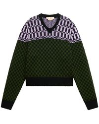 Marni - Jacquard-Knit Geometric-Motif Sweater - Lyst
