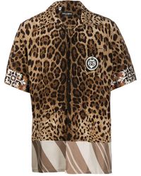 Dolce & Gabbana Leopard Short Sleeved Shirt - Brown