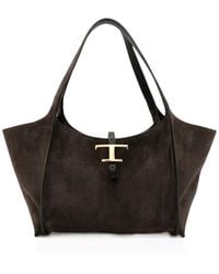 Tod's - Small T-Timeless Suede Tote Bag - Lyst