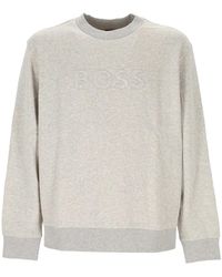 BOSS - Logo-Embroidered Cotton Sweater - Lyst