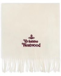 Vivienne Westwood - Embroidered-Logo Fringed Scarf - Lyst