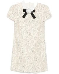 Self-Portrait - Sequin-Embellished Bow-Detail Mini Dress - Lyst
