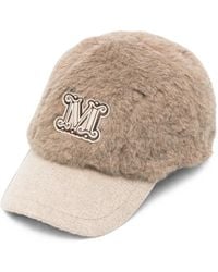 Max Mara - Logo-Patch Faux-Fur Cap - Lyst