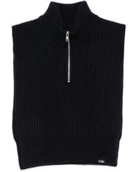 MM6 by Maison Margiela - Ribbed-Knit Half-Zip Sweater - Lyst