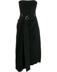 Prada Draped Buckle Detail Midi Dress - Black