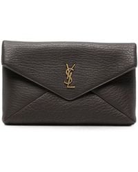 Saint Laurent - Cassandre Grained-Leather Clutch Bag - Lyst