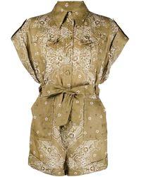 Zimmermann Violet Roll-cuff Printed Linen Playsuit Womens Clothing Jumpsuits and rompers Playsuits 
