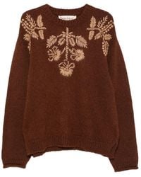 BAZISZT - Floral-Embroidered Chunky-Knit Sweater - Lyst