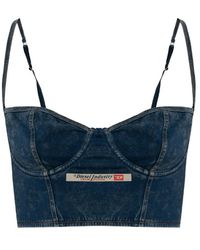 DIESEL - Sheila-Dnm Logo-Patch Bra - Lyst