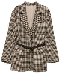 Brunello Cucinelli - Check-Pattern Belted Blazer - Lyst