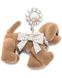 YVMIN - Pave Bowknot Plush Puppy Earring - Lyst