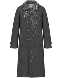 Prada - Single-Breasted Mouliné Prince Of Wales Check And Embroidered Twill Coat - Lyst