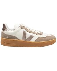 Veja - V-90 Leather Pure Bronze Natural Sneakers - Lyst
