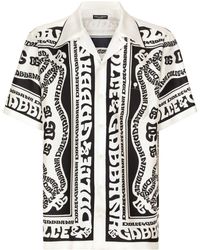 Dolce & Gabbana - White Marina-print Silk Shirt - Lyst