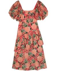 FARM Rio - Pineapple Bloom Puff-Sleeve Midi Dress - Lyst