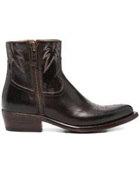 Eraldo - Embroidered Leather Ankle Boots - Lyst