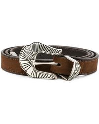 Eraldo - Engraved-Buckle Suede Belt - Lyst