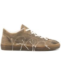 Santha - Destroyed Taupe Embroidered Sneakers - Lyst