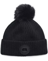 Canada Goose - Bonnet En Maille Côtelée À Pompon - Lyst
