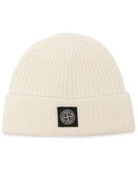 Stone Island - Berretto A Coste Con Patch Logo - Lyst