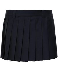 Miu Miu - Embroidered-Logo Pleated Mini Skirt - Lyst