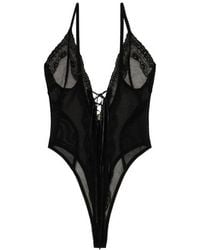 Blumarine - Lace-Trim Marquisette Bodysuit - Lyst