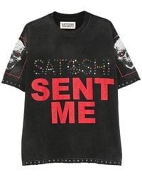 Satoshi Nakamoto - Stud-Embellished Skull-Print T-Shirt - Lyst