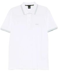 BOSS - Striped-Collar Polo Shirt - Lyst
