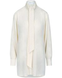 Victoria Beckham - Pleated Scarf-Detail Blouse - Lyst