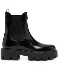 Prada - Logo-Plaque Chelsea Boots - Lyst