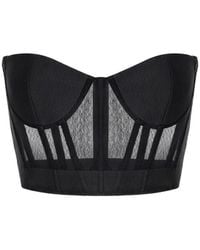 Elisabetta Franchi - Mesh-Panelled Corset-Style Top - Lyst