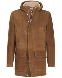 Brunello Cucinelli - Suede Curly Shearling Parka - Lyst