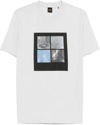 BOSS - Printed-Artwork T-Shirt - Lyst