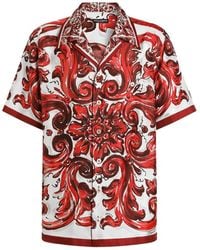 Dolce & Gabbana - Dolce & Gabbana Silk Twill Hawaiian Shirt With Majolica Print - Lyst