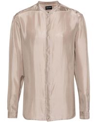 Giorgio Armani - Band-Collar Silk Shirt - Lyst
