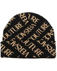 Versace - Couture Intarsia-knit Logo Fine-ribbed Beanie - Lyst