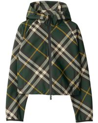 Burberry - Cropped Check Lightweight Jacket - Lyst