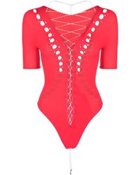 Poster Girl - Cut-Out Lace-Up Bodysuit - Lyst