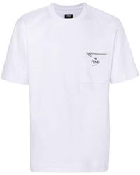 Fendi - Logo-Print Cotton T-Shirt - Lyst