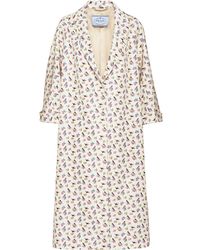 Prada Oversized Swallow Print Coat - White