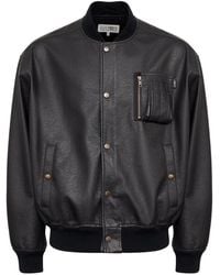 MM6 by Maison Margiela - Leather-Effect Zip-Pocket Bomber Jacket - Lyst