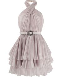 Alberta Ferretti Halterneck Tulle Mini Dress - Multicolour