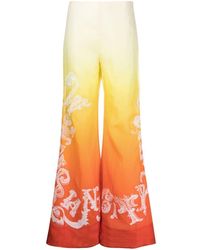 Zimmermann - Printed Linen And Silk-blend Flared Pants - Lyst