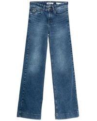 Lois - Lorna Logo-Patch Wide-Leg Jeans - Lyst