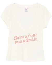 RE/DONE - X Coca Cola Slogan-Print V-Neck T-Shirt - Lyst