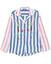 SUSANNA BLU - Striped Embroidered Shirt - Lyst