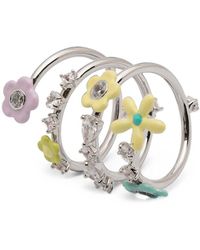 YVMIN - Flower-Motif Crystal-Embellished Ring - Lyst